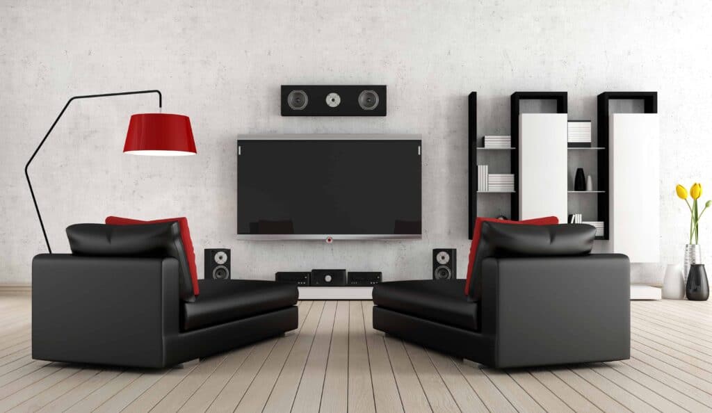 Media room with large screen