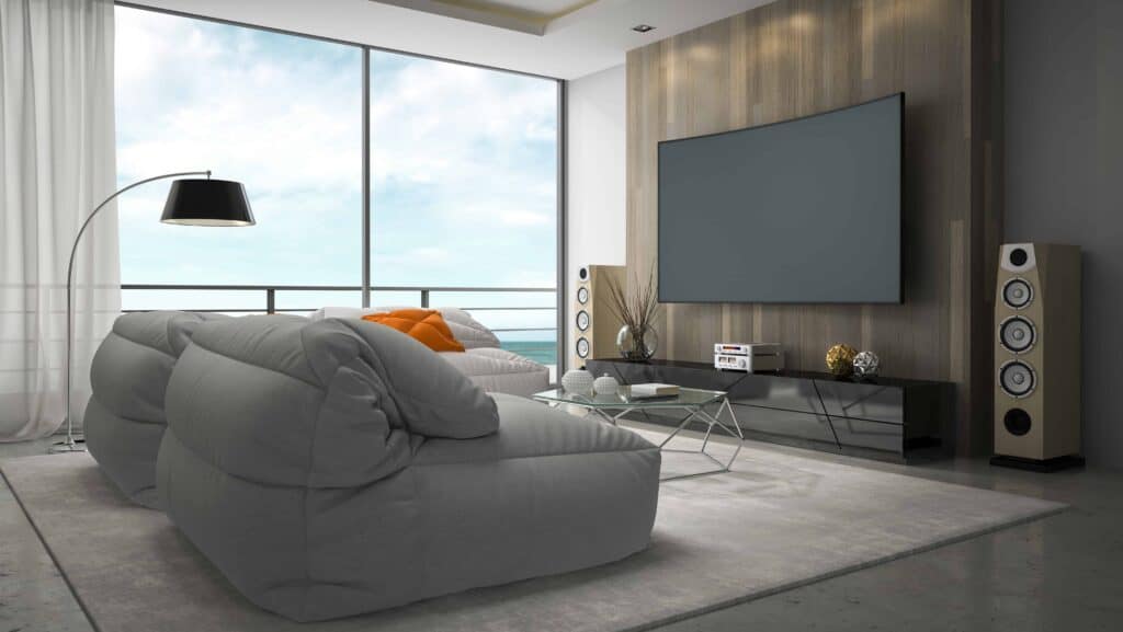 Home cinema seating and screen