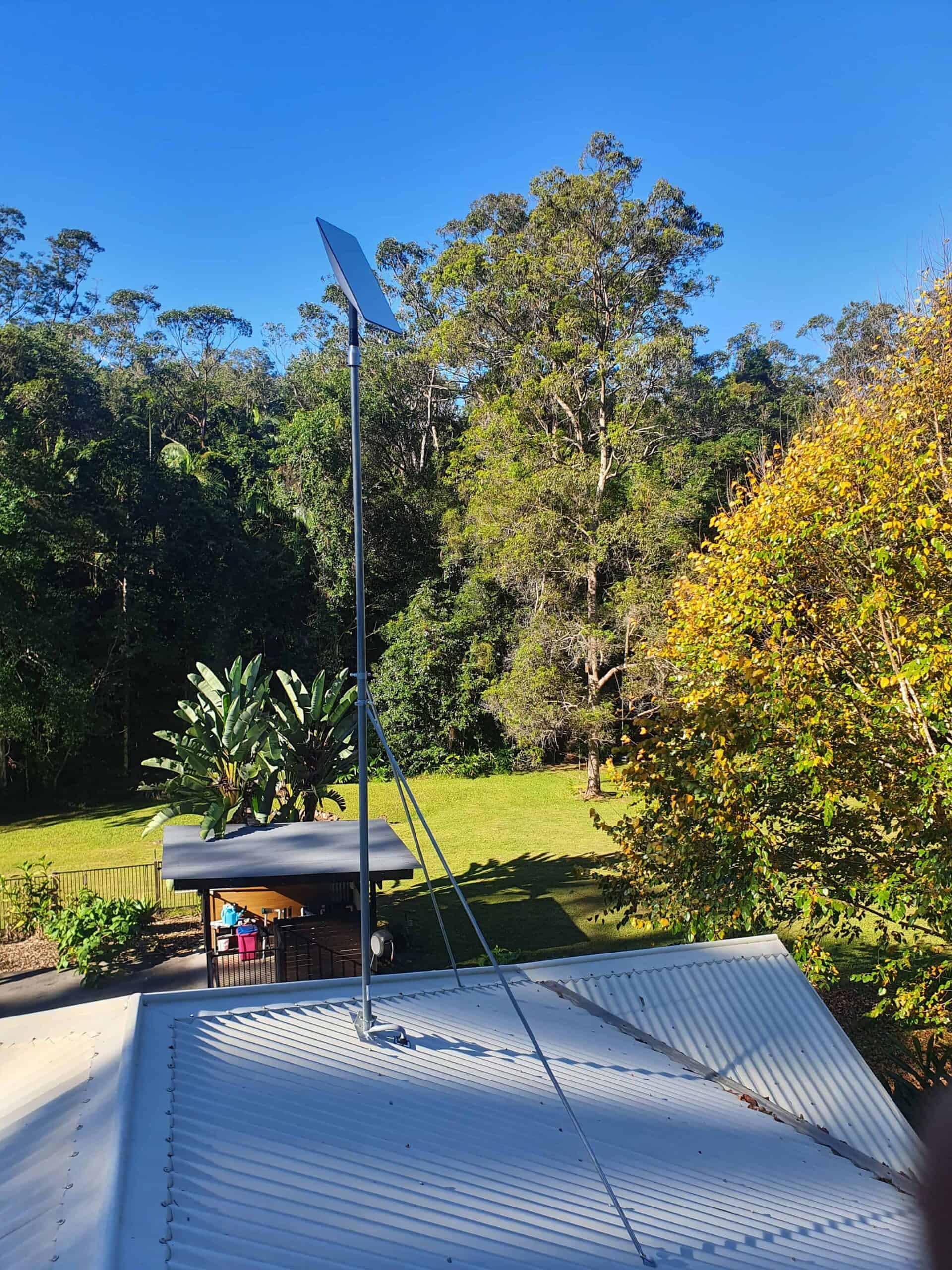 Starlink dish bracket fitted to a roof