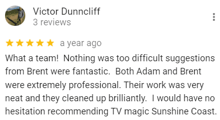 Five-star Google review for TV Magic Sunshine Coast