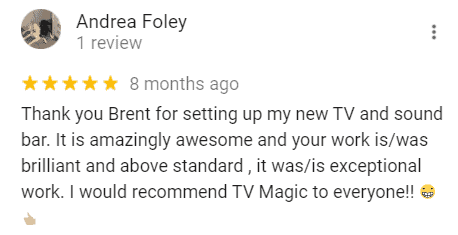 Five-star Google review for TV Magic Sunshine Coast