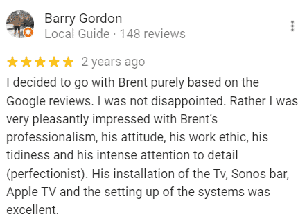 Five-star Google review for TV Magic Sunshine Coast