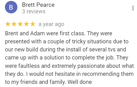 Five-star Google review for TV Magic Sunshine Coast