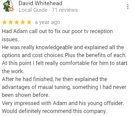 Five-star Google review for TV Magic Sunshine Coast
