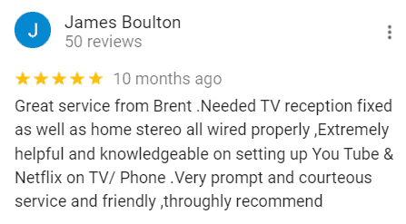 Five-star Google review for TV Magic Sunshine Coast
