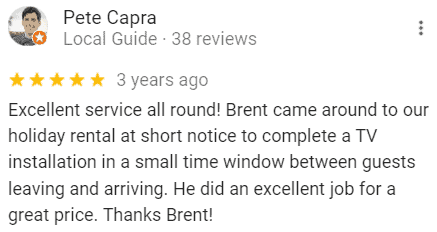 Five-star Google review for TV Magic Sunshine Coast