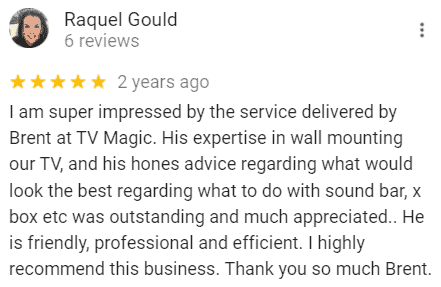 Five-star Google review for TV Magic Sunshine Coast