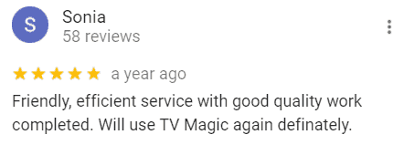Five-star Google review for TV Magic Sunshine Coast